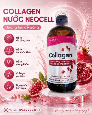 Collagen Nước NeoCell Collagen Peptides Delicious Pomegranate Liquid (473ml)