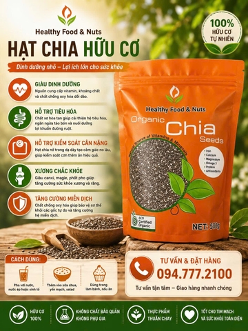 Hạt chia Úc hữu cơ Healthy Food Organic Chia Seed Orange t ốt cho sức khỏe 500g