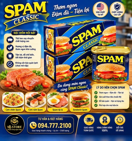 🥩 THỊT HỘP SPAM CLASSIC HORMEL LỐC 8 HỘP ĐẠI TIẾT KIỆM CỦA MỸ