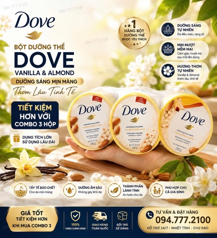 [Bản Mỹ] Tẩy Da Chết Toàn Thân Dove 298g HẠNH NHÂN CỦA MỸ