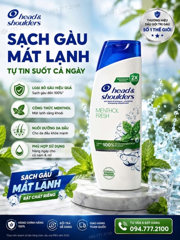 Dầu gội head & shoulder của Pháp hương bạc hà mát lạnh 360ml