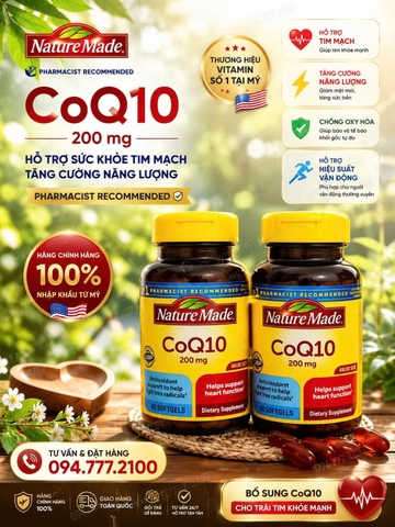 Viên uống bổ tim mạch CoQ10 Nature Made HÀNG MỸ