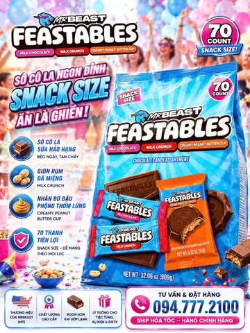 GÓI LỚN 909G Kẹo Socola MR.BEAST FEASTABLES 909g HÀNG MỸ DATE MỚI Ngon Tuyệt Vời