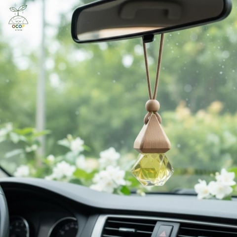 TINH DẦU TREO XE NẮP GỖ CAO CẤP - TỎA HƯƠNG SANG TRỌNG