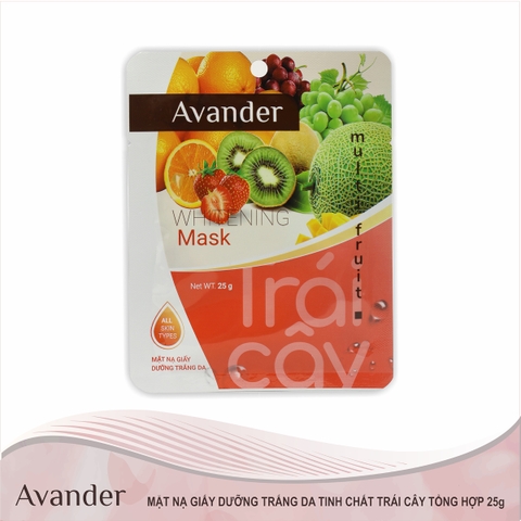 Mặt nạ giấy dưỡng trắng da Trái cây tổng hợp Avander 25g