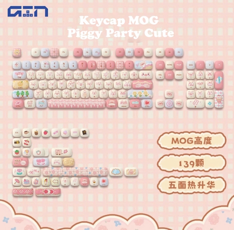 Bộ AKKO Keycap set – Piggy Party Cute (PBT Dye-subbed / MOG profile / 139 nút)