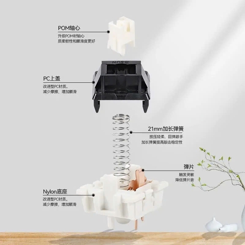 [Âm Clack] Công tắc Switch bàn phím cơ Bsun Taichi | Linear | 45G | Âm nổ
