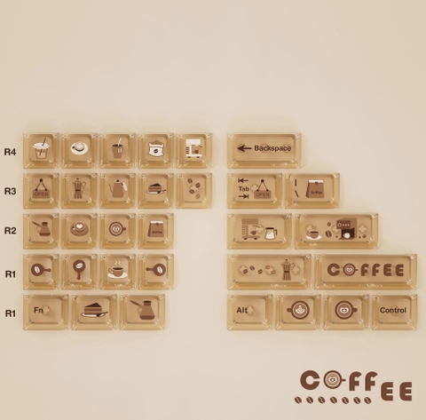 [Keycap Đẹp] Bộ Keycap bàn phím Coffee | PBT | Xuyên Led PC