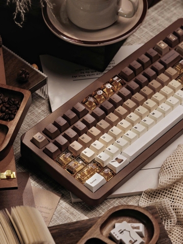 [Keycap Đẹp] Bộ Keycap bàn phím Coffee | PBT | Xuyên Led PC