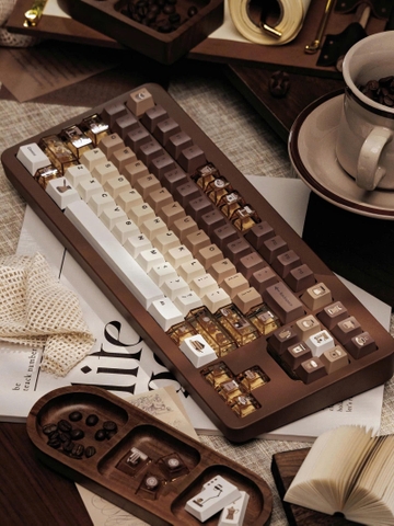[Keycap Đẹp] Bộ Keycap bàn phím Coffee | PBT | Xuyên Led PC