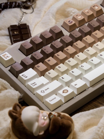 [Keycap Đẹp] Bộ Keycap bàn phím Coffee | PBT | Xuyên Led PC