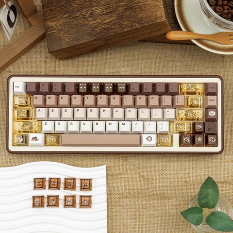 [Keycap Đẹp] Bộ Keycap bàn phím Coffee | PBT | Xuyên Led PC