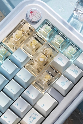 [Keycap Đẹp] Bộ Keycap bàn phím Mèo | PBT | Xuyên Led PC