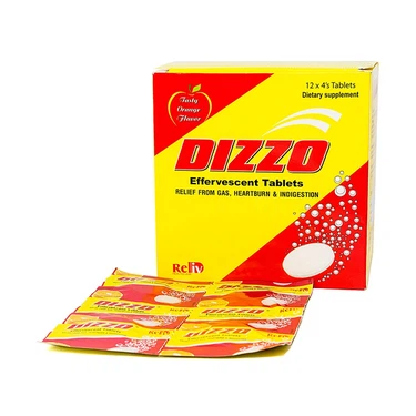Viên sủi Dizzo Reliv hỗ trợ tiêu hóa, giảm triệu chứng đầy hơi, ợ hơi, khó tiêu (12 vỉ x 4 viên)
