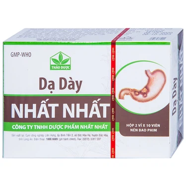 Thuốc Dạ Dày Nhất Nhất điều trị viêm loét dạ dày, hành tá tràng cấp và mãn tính (2 vỉ x 10 viên)