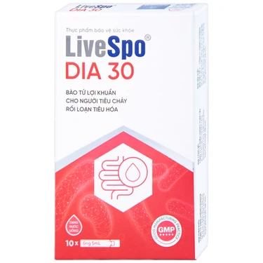 Bào tử lợi khuẩn Livespo DIA 30 hỗ trợ giảm các triệu chứng tiêu chảy cấp tính, rối loạn tiêu hoá (10 ống x 5ml)