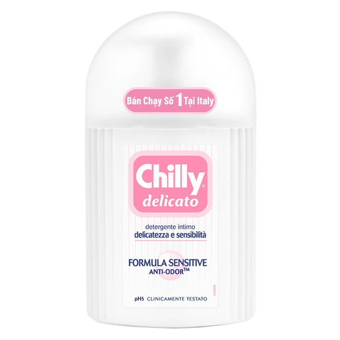 Dung dịch vệ sinh phụ nữ Chilly Delicato dưỡng mềm mại, sạch dịu êm chai 200ml