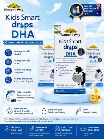 Nature’s Way Kids Smart Drops DHA 20ml – DHA dạng nhỏ giọt hỗ trợ phát triển não bộ và thị lực cho trẻ