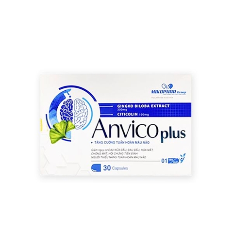 Tăng cường tuần hoàn máu não Anvico Plus (Mikophar) hộp 3 vỉ x 10 viên