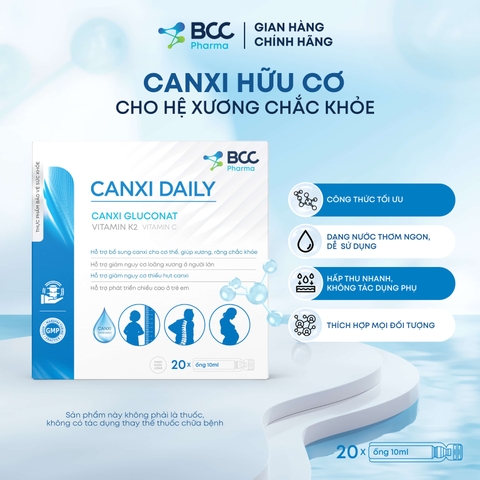 TPBVSK Canxi Daily: Bổ sung canxi cho cơ thể, giúp xương, răng chắc khỏe( hộp 20 ống)