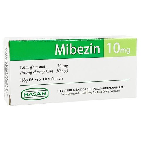 Viên nén Mibezin 10mg Hasan điều trị tiêu chảy, bổ sung kẽm (3 vỉ x 10 viên)
