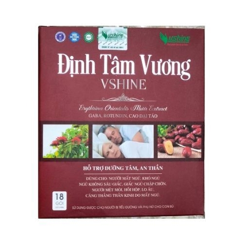Hỗ trợ dưỡng tâm, an thần, giúp ngủ ngon Định Tâm Vương Vshine hộp 18 gói 15ml