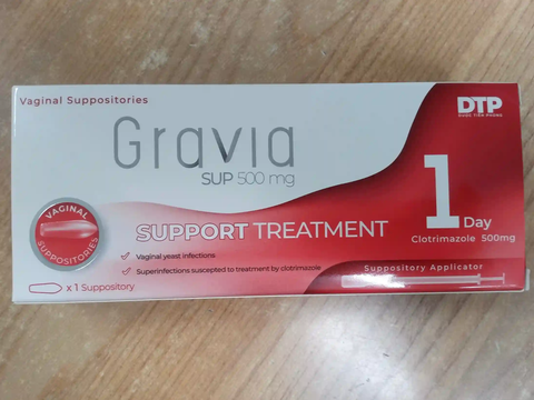 Viên đặt âm đạo Gravia Sup 500 hộp 1 vỉ x 1 viên
