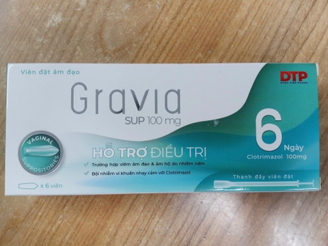 Viên đặt âm đạo Gravia Sup 100 hộp 1 vỉ x 6 viên