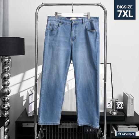 Quần dài Jean Bigsize Basic trơn Màu Xanh wash nhạt