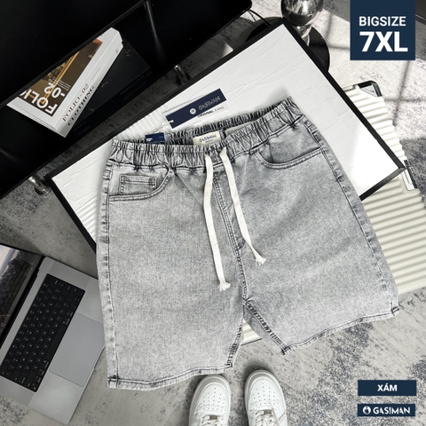 Quần ngắn Jean lưng thun Bigsize Màu Xám basic