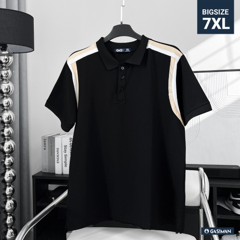 Áo Polo Bigsize Đen Phối vai Kem - Trắng