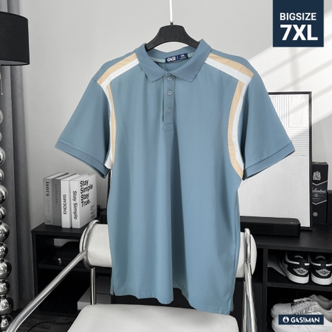 Áo Polo Bigsize Xanh biển Phối vai Kem - Trắng