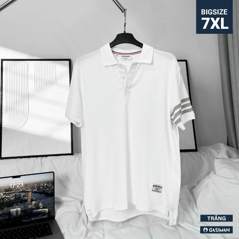 Áo Polo Bigsize 3 Sọc ngay tay Màu Trắng