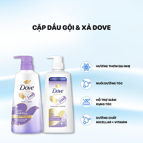 Combo Dầu Gội - Xả Dove 350ml HYA Keratin - Màu Xanh tím