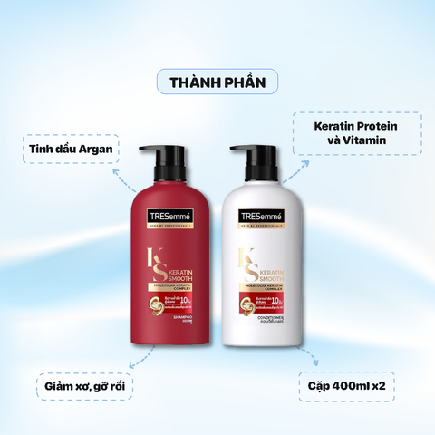 Cặp Dầu Gội và Dầu xả Tresemmé 400ml - Màu Đỏ & Trắng