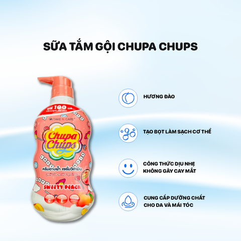 Sữa Tắm Chupa chups Hương Đào 550ml - Màu Hồng Đào