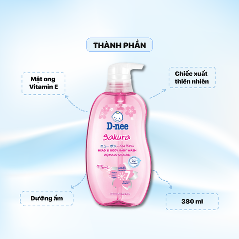 Sữa tắm Dnee Kids Organic 380ml - Hồng - Sakura