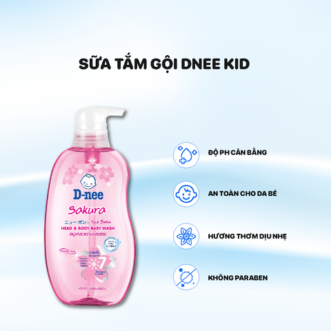 Sữa tắm Dnee Kids Organic 380ml - Hồng - Sakura