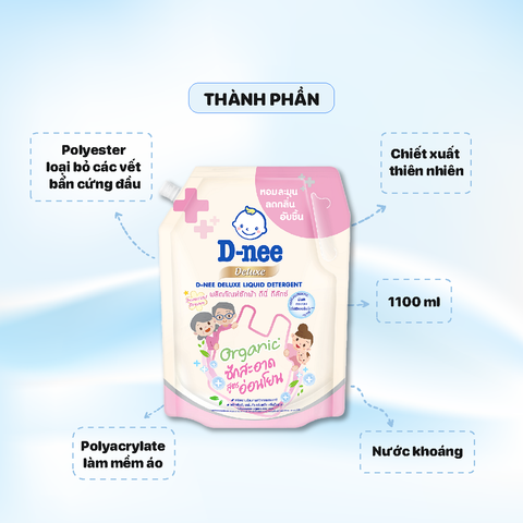 Nước Giặt Dnee Deluxe Túi 1100ml - Màu Hồng (mẫu mới)