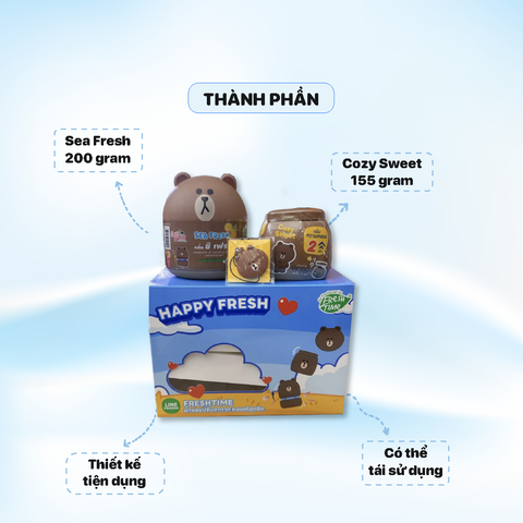 Combo Sáp Thơm Phòng Fresh Time (155g + 200g) - Happy Fresh - Gấu Nâu