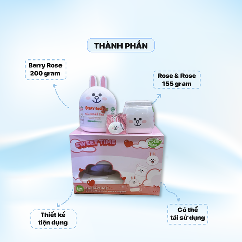 Combo Sáp Thơm Phòng Fresh Time (155g + 200g) - Sweet Time - Thỏ Trắng