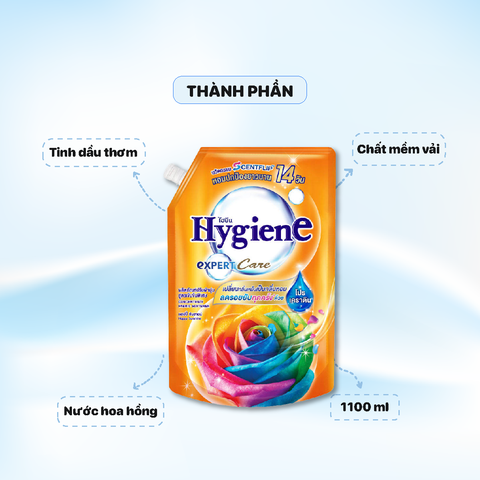 Nước xả Hygiene Expert Care túi 1100ml - Màu cam - Happy Sunshine