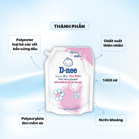 Nước Giặt Dnee Túi 1400ml Hồng