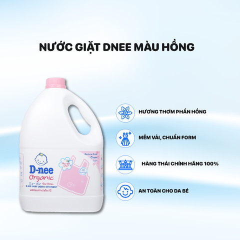 Nước Giặt Dnee can 2800ml Hồng (Hàng Nội địa Thái)