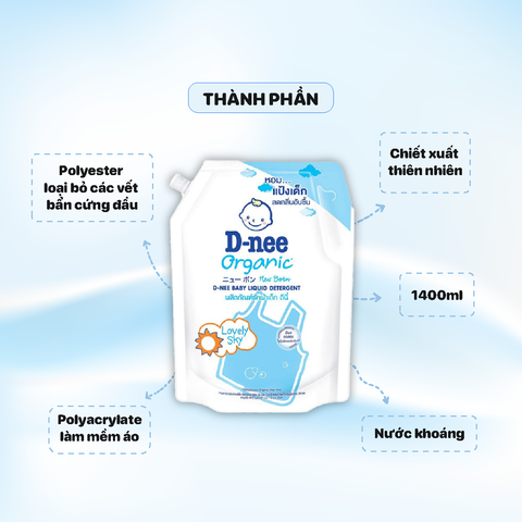 Nước Giặt Dnee Túi 1400ml Xanh Dương
