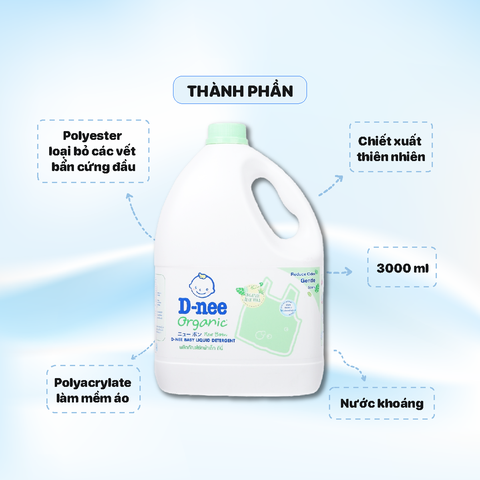 Nước Giặt Dnee can 3000ml Xanh Lá Cây