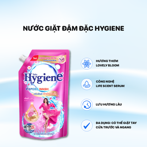 Nước Giặt Hygiene hương nước hoa 600ml - Màu Hồng Lovely Bloom
