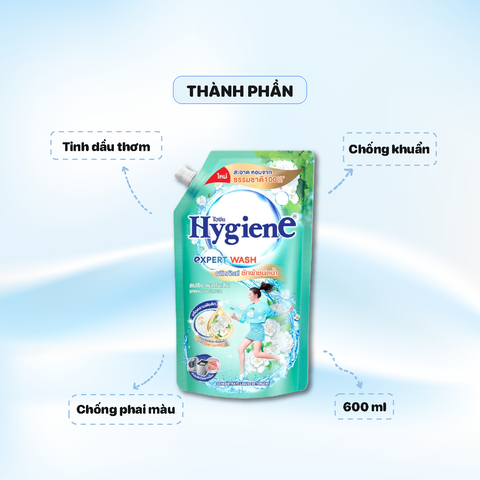 Nước Giặt Hygiene hương nước hoa 600ml - Màu Xanh Spring Magnolia