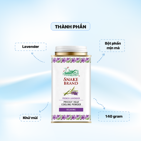 Phấn lạnh Snake Brand Prickly Heat Cooling Powder 140g - Màu Tím Lavender