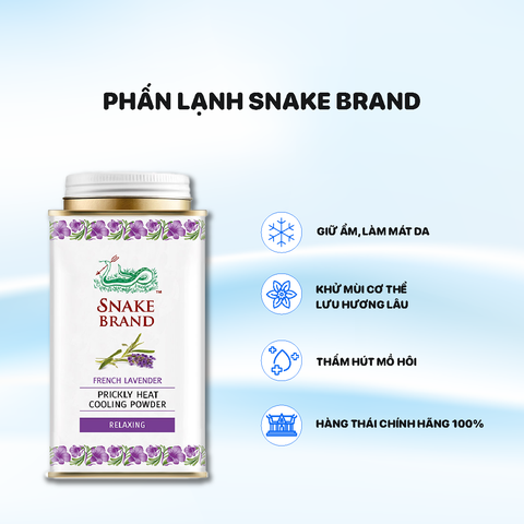 Phấn lạnh Snake Brand Prickly Heat Cooling Powder 140g - Màu Tím Lavender